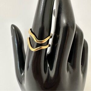 18K Gold Wave Geometric Open Ring